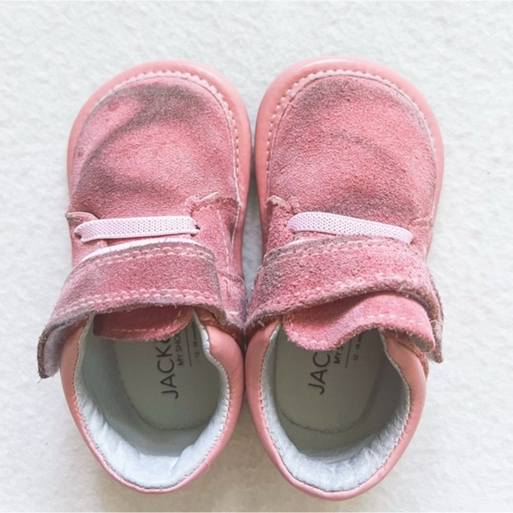 Jack &Lily My Shoes Pink Suede Moccasins Shoes 12-18m Genuine Vegan